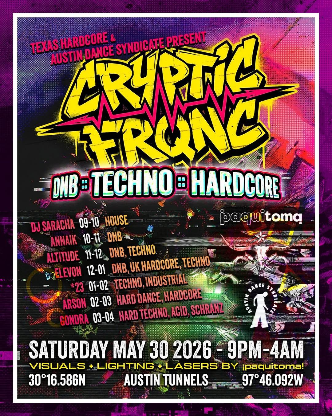 Houston Music Shows - Cryptic FRQNC Rave at Austin Tunnels